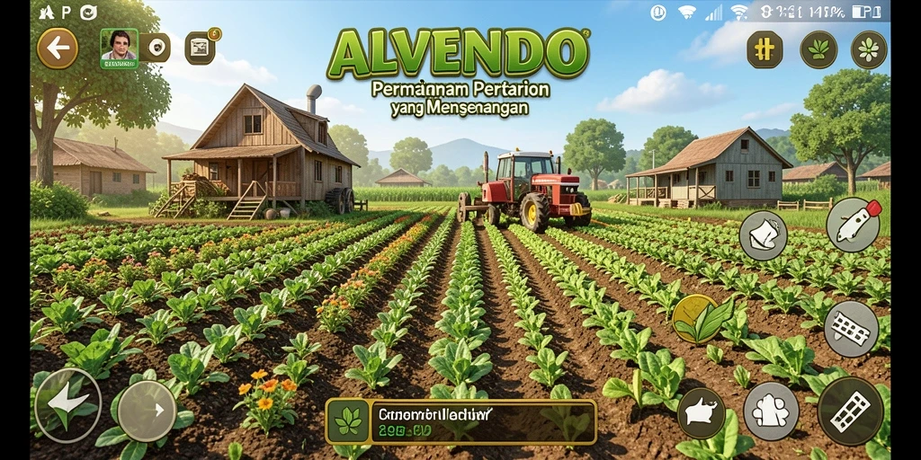 Tampilan gameplay <strong>ALVENDO</strong> yang menarik dengan berbagai tanaman dan hewan.