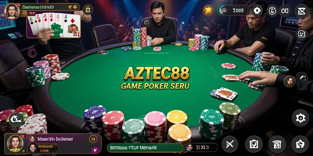Tampilan gameplay seru dari AZTEC88 saat pemain bersaing dalam poker.