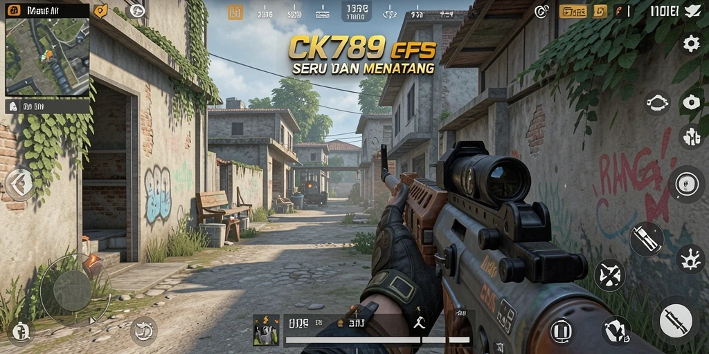Tangkapan layar gameplay CK789 menampilkan aksi yang mendebarkan di arena tembak-menembak.