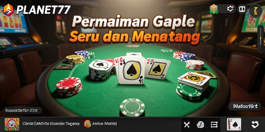 Screenshot gameplay PLANET77 yang menampilkan serunya bermain Gaple.