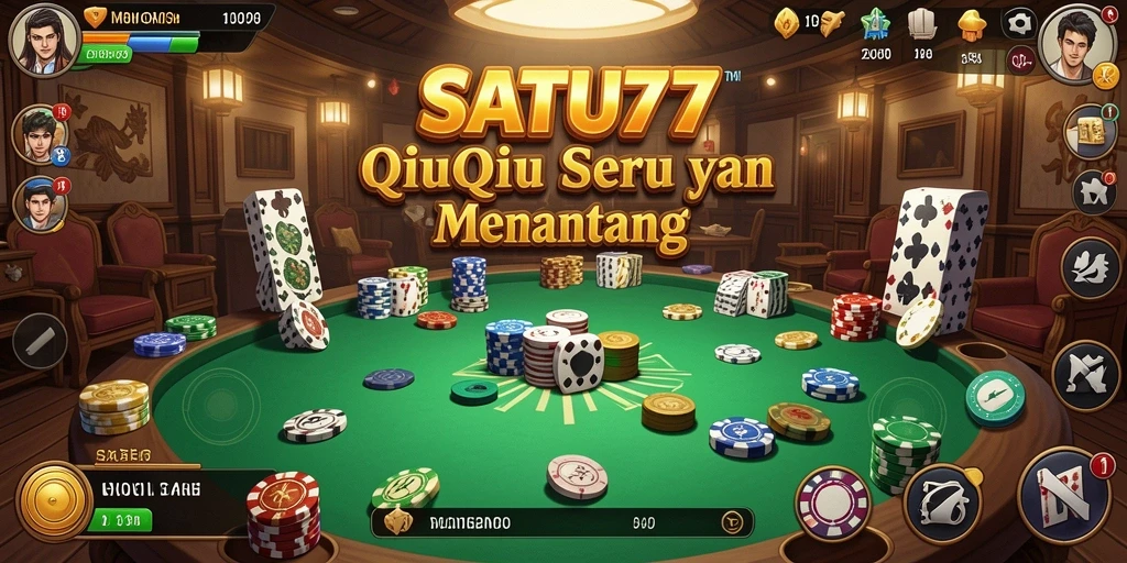 Tampilan menarik dan seru dari gameplay QiuQiu SATU77.